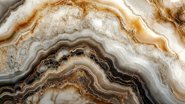 Mesmerizing agate pattern motion: dynamic waves and earthy tones in continuous flow