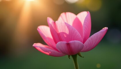 Delicate pink flower petals unfolding in soft morning light, gentle, petal, blooming garden