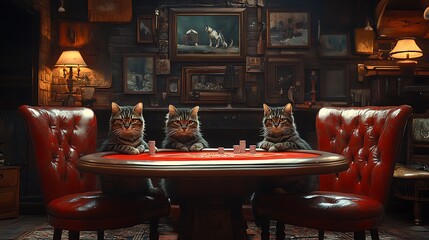 Cats and casino vibes at poker table HD images