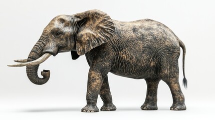 Fototapeta premium A full-length image of a young elephant in a studio, trunk lifted upwards