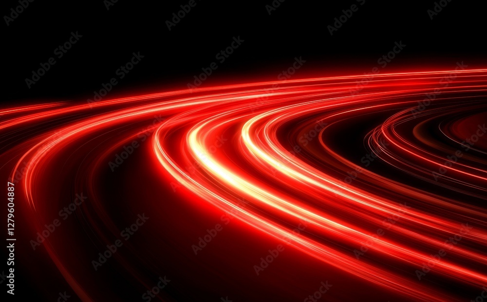 Poster an abstract setting with red light streaks, giving an impression of velocity and flow