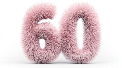 Fototapeta premium Sixty: A Furry Celebration: The number sixty is rendered in a fluffy, inviting texture, symbolizing an anniversary. The image evokes warmth, softness, and a sense of milestone achievement.