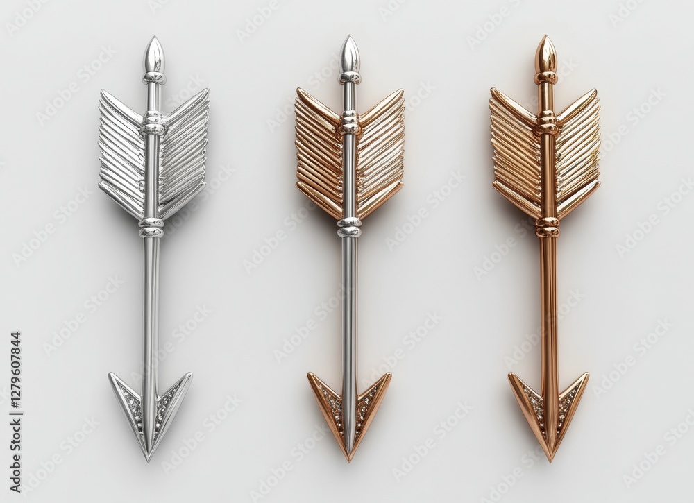 Aufkleber interlocking metallic arrows form a circular, dynamic emblem, indicating perpetual movement and adva