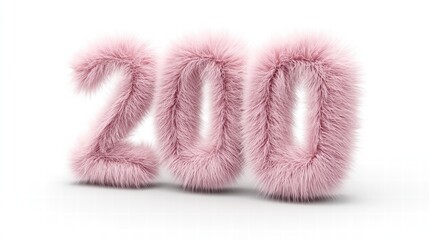 Fototapeta premium 200: Fuzzy Number in Pink: a close-up captures the whimsical sight of the number 
