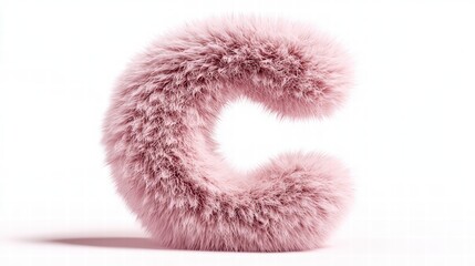 Fluffy Pink "C": A charming, close-up view of a letter "C" sculpted from soft, pastel pink fur, evoking a sense of coziness and playfulness. 