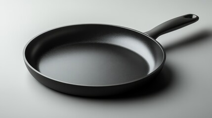 Mid-air display of a thin crepe mockup and empty frying pan suspended above
