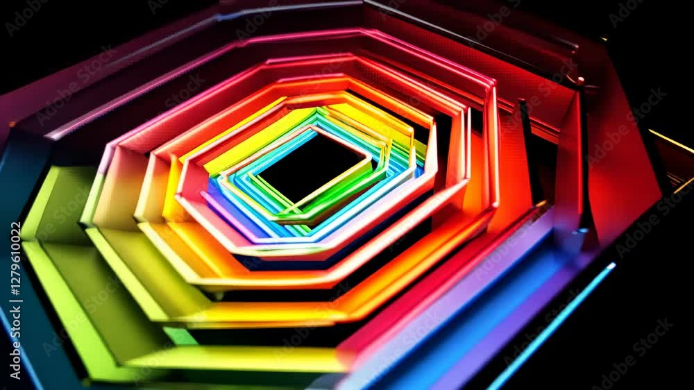 Poster mesmerizing kaleidoscopic pattern formation with vibrant spectrum illumination effect