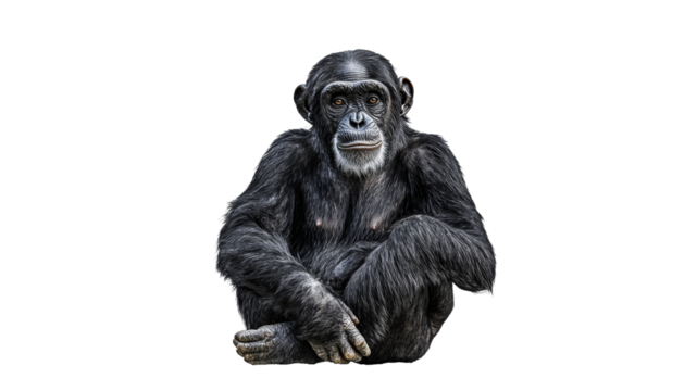 Chimpanzee sitting calmly in a natural pose