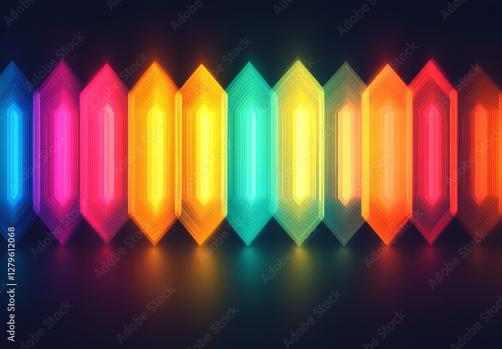 Poster a bright neon arrow flashes across a dark canvas, guiding the direction with lively motion and a var
