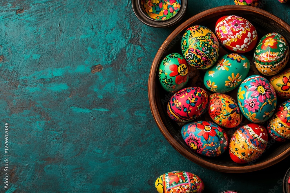 Poster a generative ai has created a delightful easter nest filled with colorful eggs