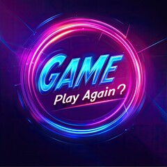 Neon Game Play Again Graphic Design