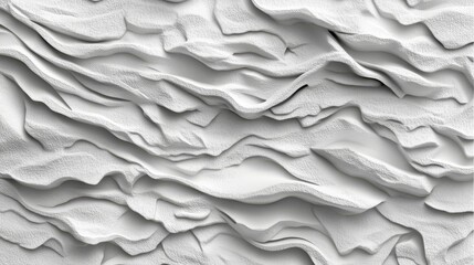 The design consists of a white and gray abstract background with 3D wavy stripes, giving it a modern and minimalist look