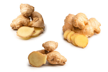 Ginger root isolated on white background.