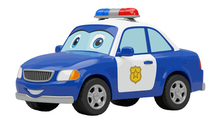 Police Car Cartoon Toy No Background Vector 