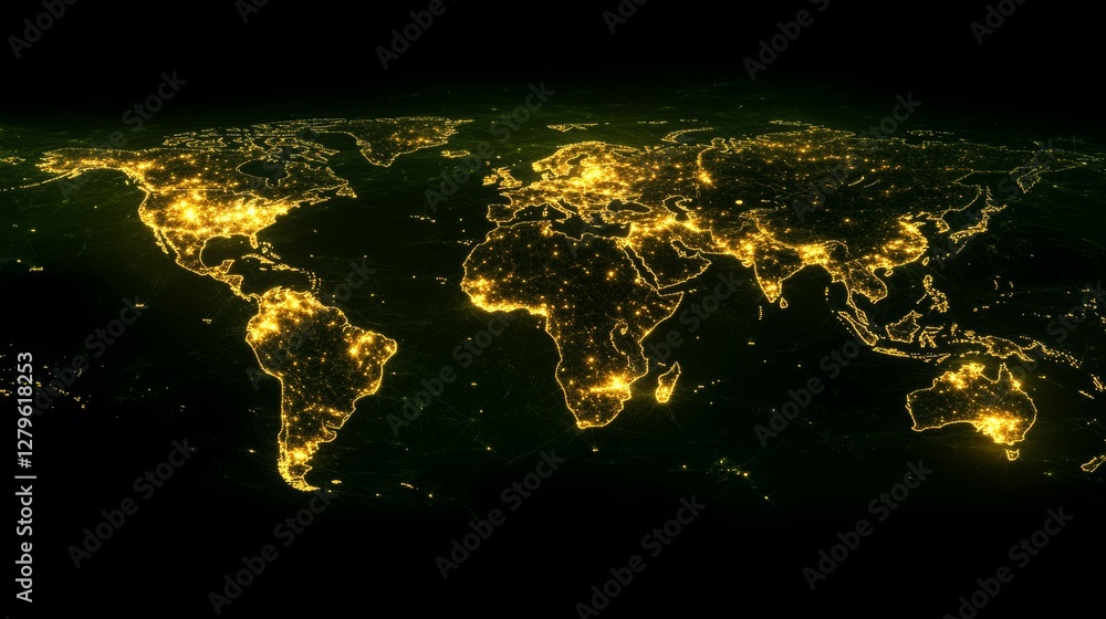 Poster an image illustrating the abstract world map symbolizing global network and connectivity, emphasizin