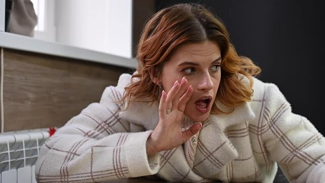 Caucasian woman gossiping in a cafe. 