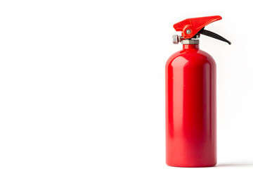 Obraz premium Safety First: Close-up of a red fire extinguisher against a white backdrop. Essential for fire protection and emergency response. Be prepared!