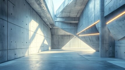 Concrete material performance testing by engineers in a futuristic architecture lab