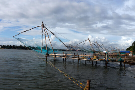 Chinese fishing nets or cheena vala are a type of stationary lift net, located in Fort Kochi in Cochin, India