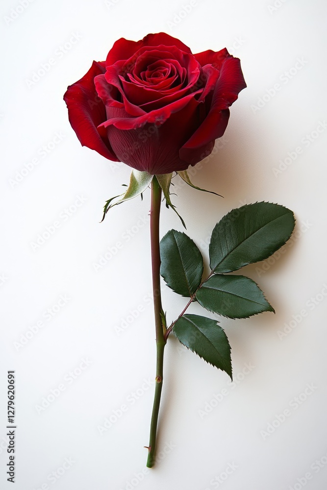 Aufkleber an isolated image of a rose with a red stem on a clear background