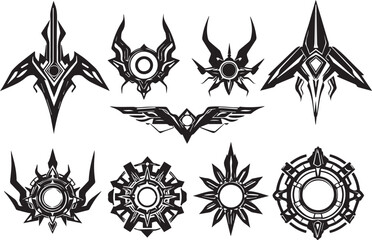 Set of elements for flat design, patterns, ornaments, mandalas. Hand drawn vector illustration