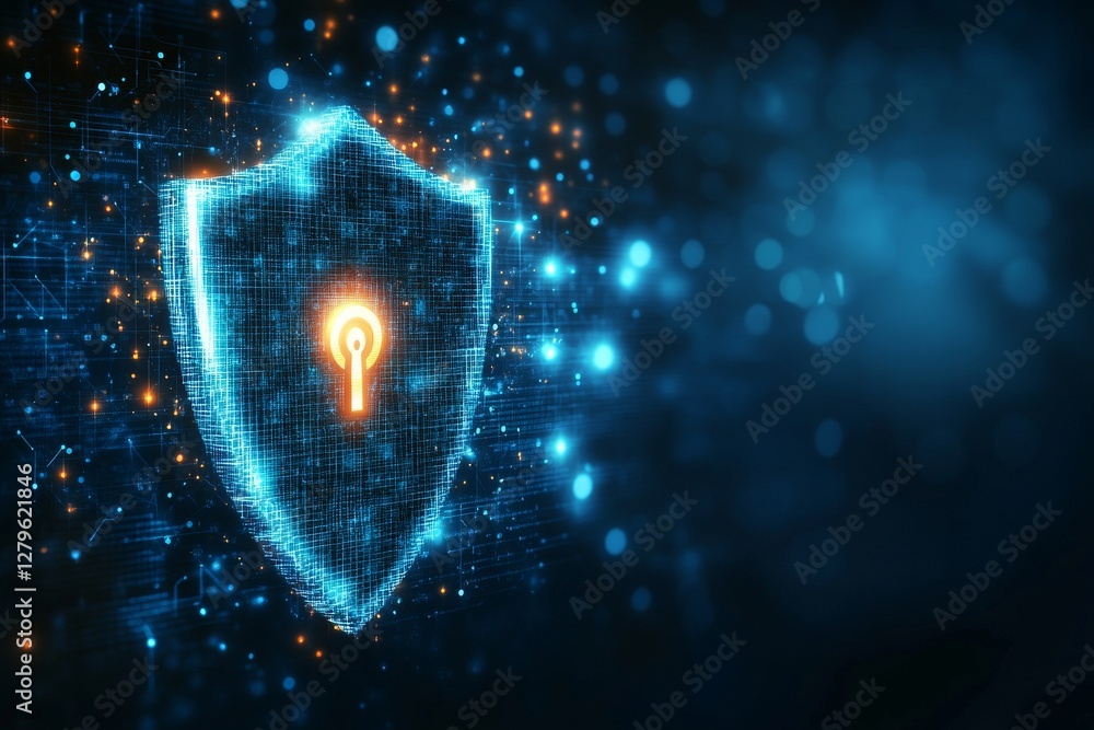 Poster cybersecurity shield: ensuring data safety and network defense