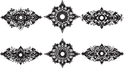 Set of elements for flat design, patterns, ornaments, mandalas. Hand drawn vector illustration