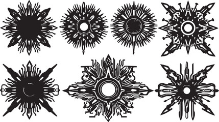 Set of elements for flat design, patterns, ornaments, mandalas. Hand drawn vector illustration