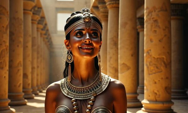 Queen Cleopatra of Egypt in Regal Ancient Attire