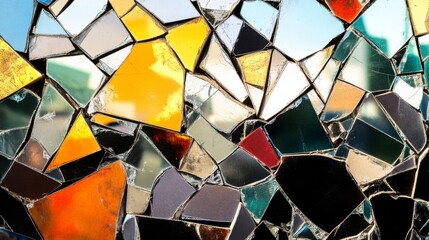 Mirror Mosaic Fragment, Abstract Art, Reflective Shards