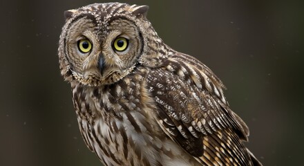 Attentive Long-eared Owl Stares Intently with Striking Yellow Eyes
