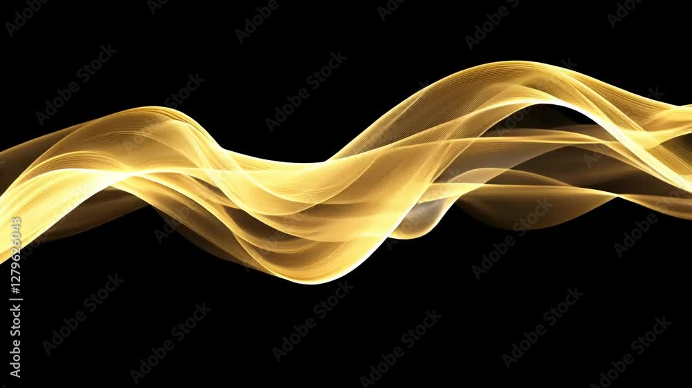 Poster elegant golden threads animation on a black background for visual effects
