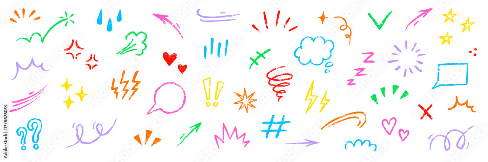 Poster line movement element hand drawn chalk effect decoration shape. hand drawn cute doodle line element 