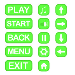 UI buttons for 2D game, navigation buttons, simple buttons vector, game icons