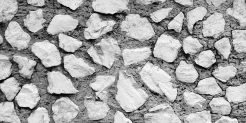 Abstract white old stone wall halftone textured background. Modern dotted texture of retro brick pattern for expressive design, banner, vintage rustic surface