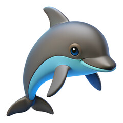 Fototapeta premium Black Dolphin. 3d rendering isolated on white background. Cartoon plastic style icon