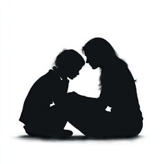 Mother and Child Silhouette: A touching moment of comfort and connection.