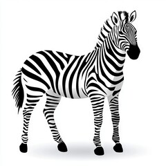 Fototapeta premium Striking Zebra: Elegant stripes define this animal on a plain white backdrop.