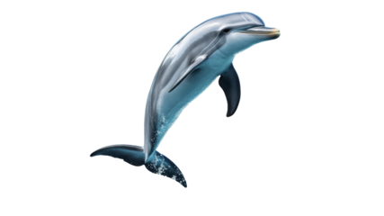 Dolphin leaps over bright ocean waves