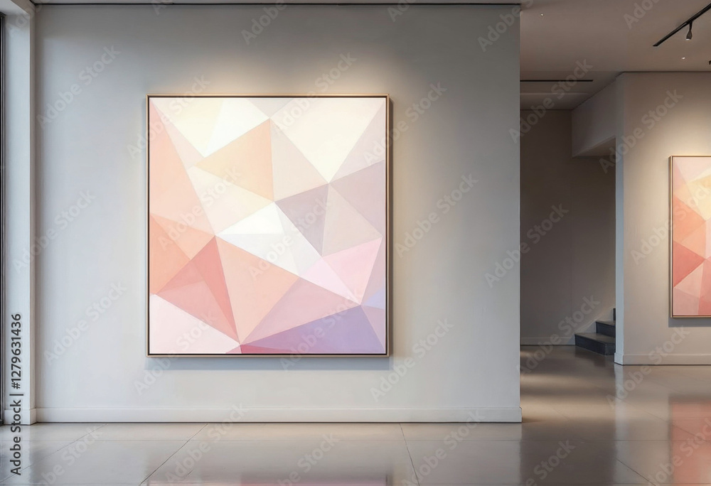 Poster abstract geometric pastel background with overlapping translucent shapes in soft pink blue and purpl