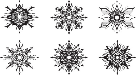 Set of elements for flat design, patterns, ornaments, mandalas. Hand drawn vector illustration
