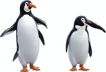 Fototapeta premium penguin isolated on transparent background,Full-body portrait of a penguin standing, on transparent background, PNG,Penguin on White Isolated on Transparent or White Background, PNG