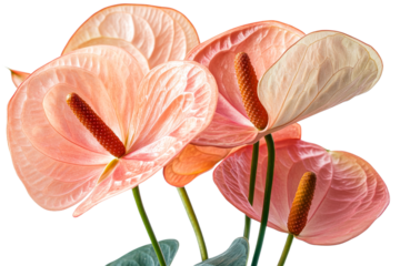 Beautiful pink anthurium flowers in bloom