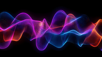 Obraz premium 3D render, colorful neon glowing lines on a black background