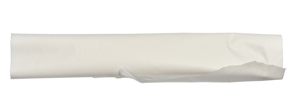 Roll of white parchment paper on isolated background