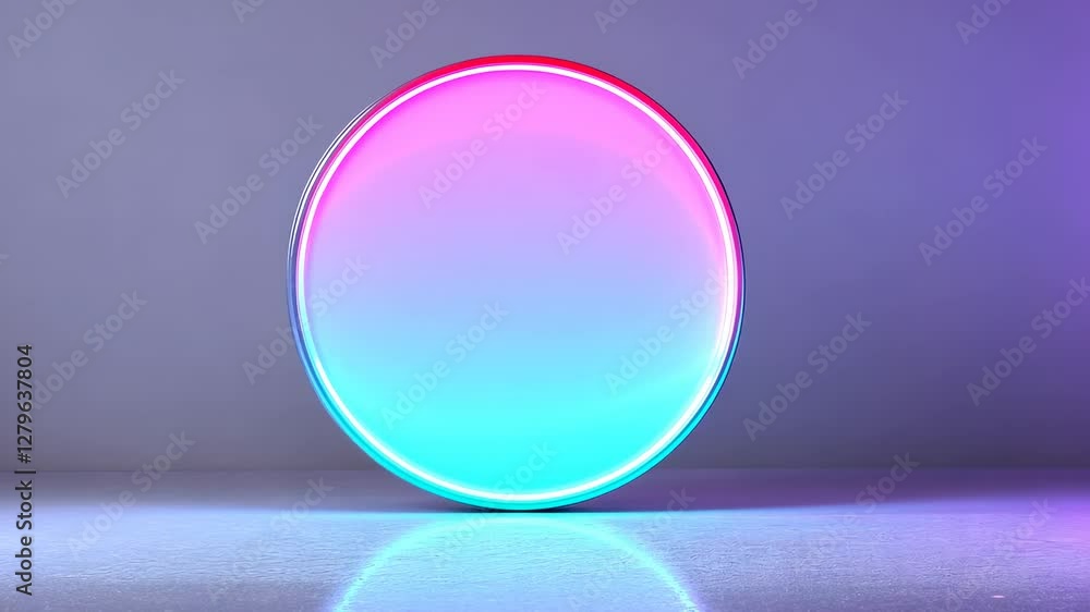 Poster neon circle, glowing gradient animation with smooth color transitions