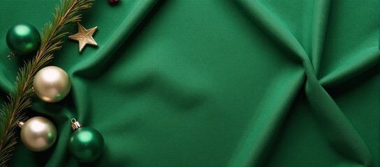 A Christmas-themed backdrop featuring a detailed green linen texture on a vibrant green color scheme