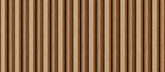 Fototapeta premium Wooden Slat Texture as Interior Decor Wallpaper Background for Architectural 3D Rendering