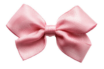 Soft pink ribbon bow on a white background