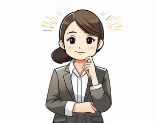 顔に手を当てる女性会社員のイラスト。AIで生成	